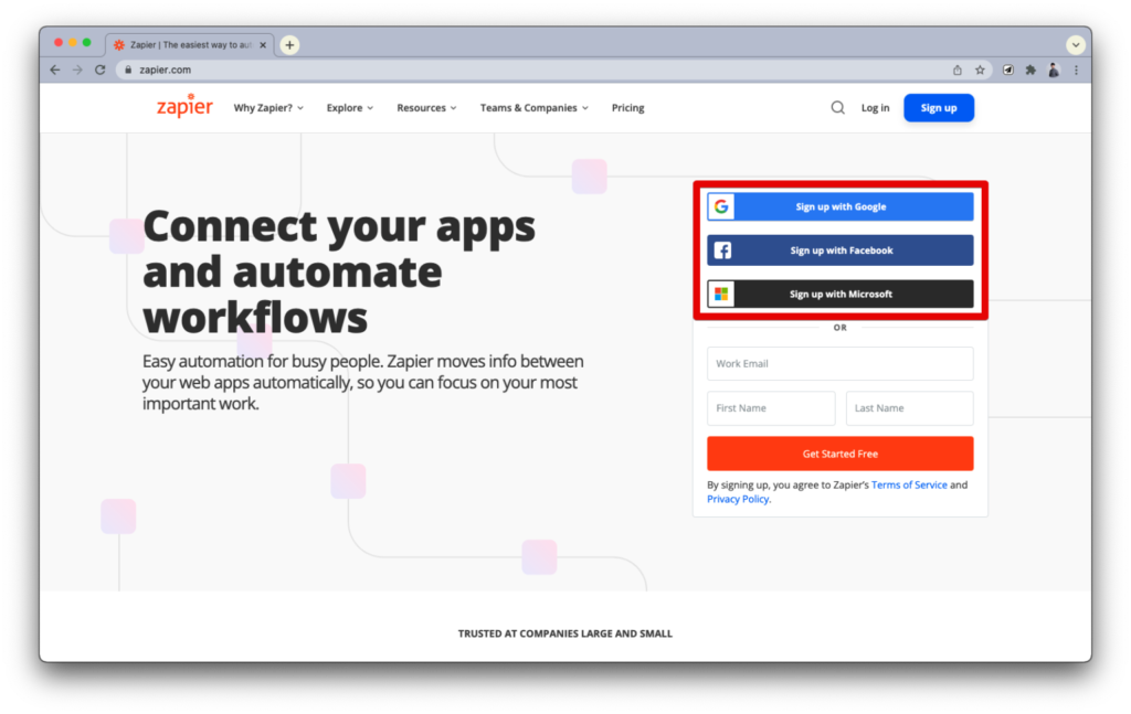 노션 인스타그램 zapier 연결하기 - zapier 홈페이지